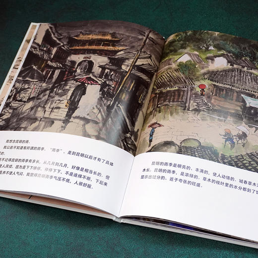 昆明的雨 汪曾祺名篇绘本被选入语文课本 著名画家法兰西文学艺术骑士勋章获得者李昆武绘制精美插图 商品图5