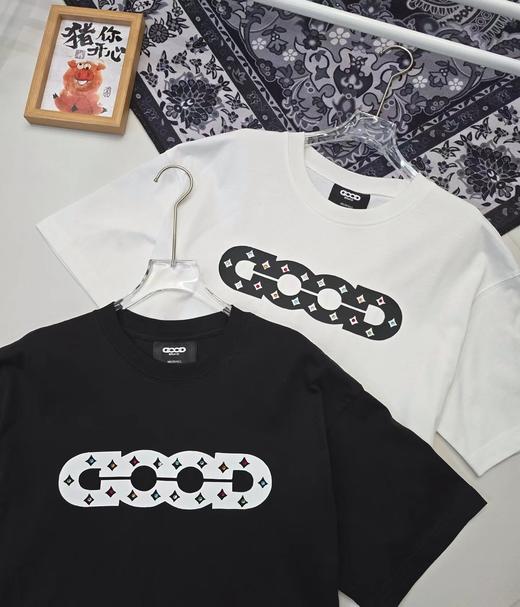 F032089镂空圆领套头新款男女同款纯棉刺绣美式复古短袖T恤 商品图2