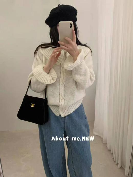 F032078温柔甜美日系少女风日常通勤百搭大翻领针织开衫 商品图9