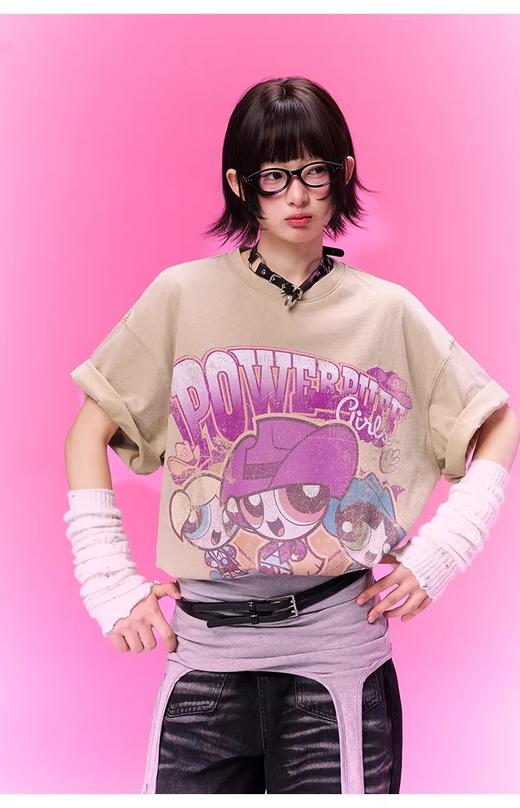 【飞/天小女警联名】高质感复古做旧短袖T恤 商品图6