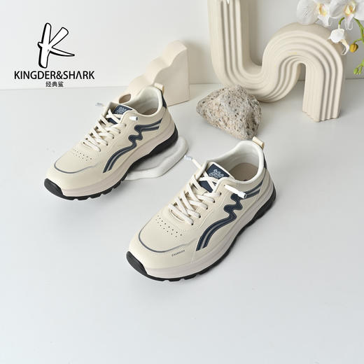 经典鲨2026年春季专柜新品韩版男士潮流拼色一脚蹬休闲鞋跑步鞋KW10-613021 商品图0