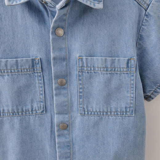 马克珍妮复古时髦生男童纯棉牛仔衬衫2026年夏装新款560522 商品图4