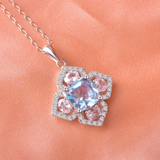 【托帕石项链/耳钉】S925银时尚彩色宝石吊坠饰品送女节日礼物JP25038/JE25038-水晶CC 商品图4