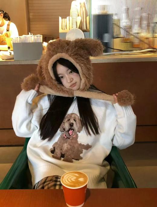 F032041春季新款男女同款提花金毛小狗圆领针织长袖毛衣 商品图8