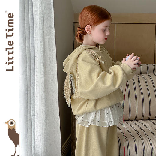 littletime女童套装2026秋冬新款儿童可爱兔子连帽卫衣卫裤两件套 商品图3