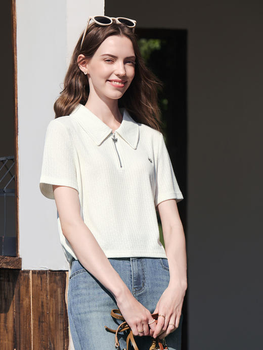 【百图lulu定制】【咸味奶盖POLO衫】 可盐可甜短款半开领T恤 商品图1