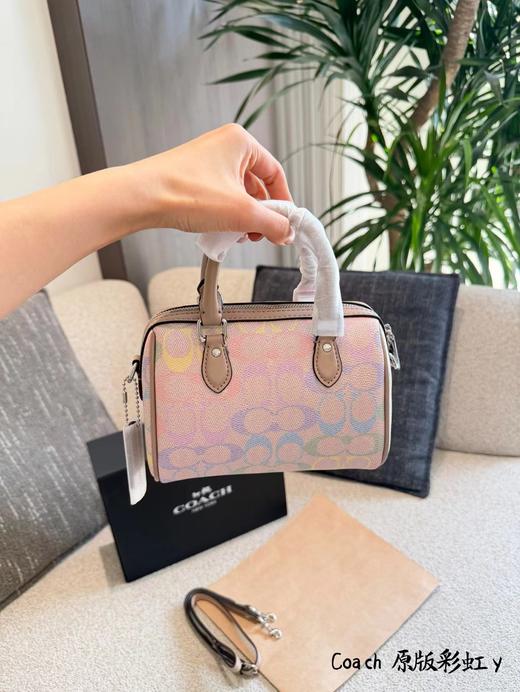 F032098马卡龙色系老花图案轻便耐用日常通勤彩虹波士顿包 商品图2