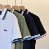 F032080日常通勤刺绣翻领撞色条纹设计提花拼接polo衫 商品缩略图5