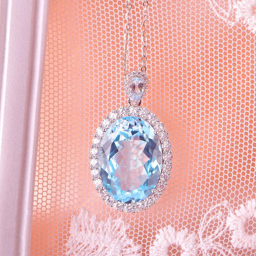 【托帕石项链】S925银轻奢时尚彩宝吊坠饰品送女士节日礼物一物一证JP25025-水晶CC 商品图2