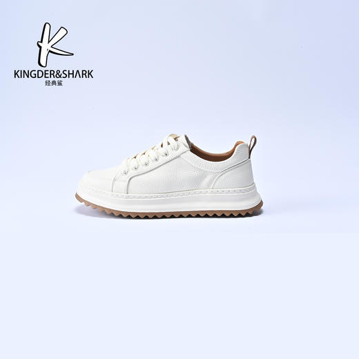 经典鲨2026年春季专柜新品韩版男士系带平底休闲鞋小白鞋KW11-613011 商品图4