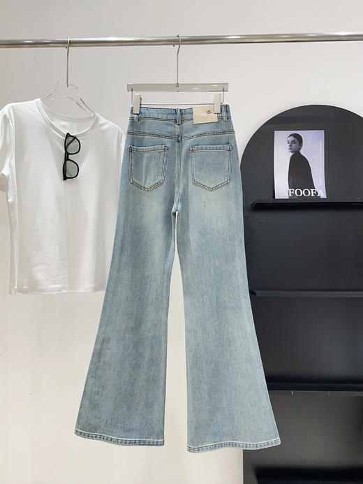 土耳其牛仔棉天丝莱赛尔垂顺烫钻微喇窄腿牛仔裤 商品图12