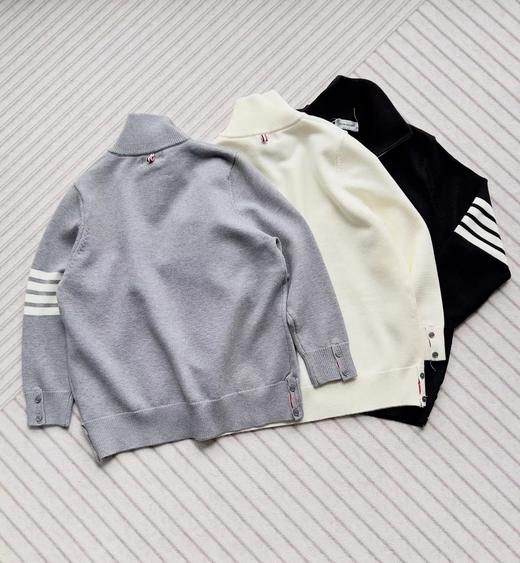 F0320136棉毛混纺半高领袖子四道杠半拉链长袖毛衣套头衫 商品图4