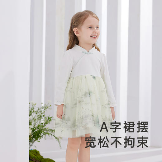 【商场同款】英氏童装新中式女童连衣裙国风裙子网纱春季 商品图3