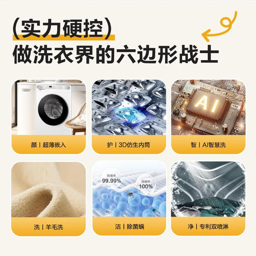 统帅（Leader）海尔出品 滚筒洗衣机全自动 10公斤家用大容量超薄六维减震一级能效补贴 以旧换新 XQGL100-623W 洗脱一体+除菌螨+筒自洁 滚筒XQGL100-623W 商品图1