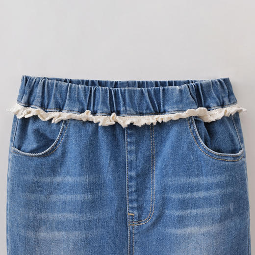 马克珍妮甜美花边女童柔弹牛仔微喇裤2026年夏装新款560659 商品图3