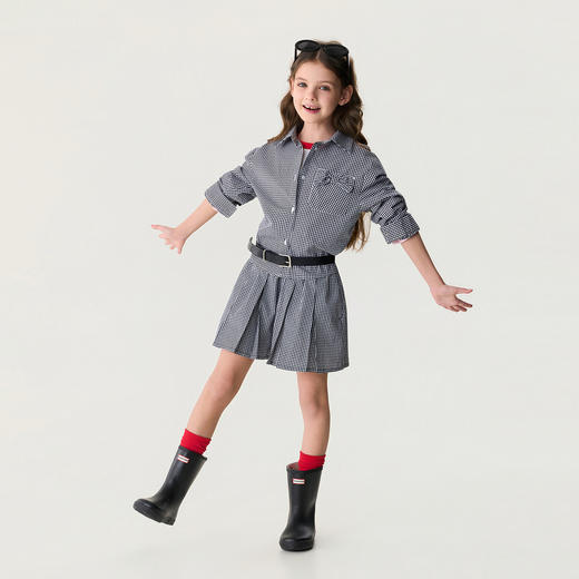 马克珍妮文艺格纹女童A字百褶裙裤2026年夏装新款560631 商品图4