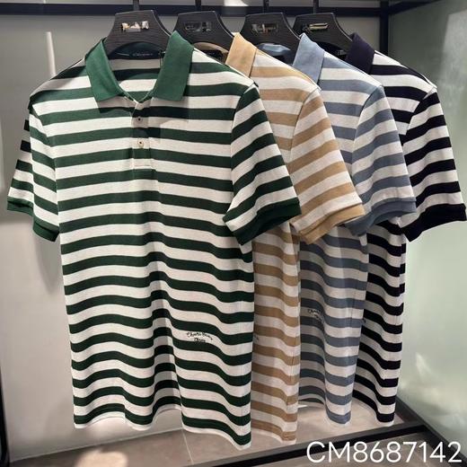 夏季新款时尚简约百搭撞色条纹男士舒适纯棉翻领polo衫   XLM-CM8687142 商品图1
