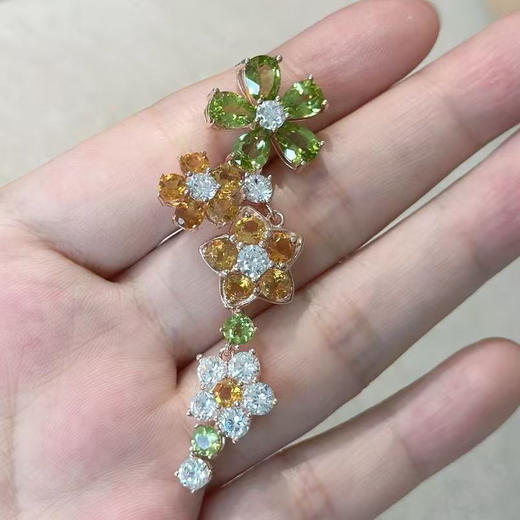 【黄水晶项链】S925银轻奢时尚彩宝橄榄石吊坠饰品送女士礼物JP25067-水晶CC 商品图1