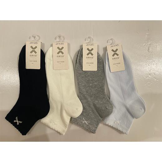 西客优品棉蝴蝶结泡泡口女短筒袜H3091-1 商品图0
