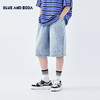 蓝汽水2026夏新款男童休闲裤青少年美式复古水洗亲肤直筒牛仔短裤 商品缩略图0