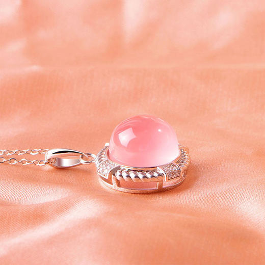 【粉水晶项链/耳钉】S925银轻奢芙蓉石吊坠饰品送生日节日礼物JP25029/JE25029-水晶CC 商品图7