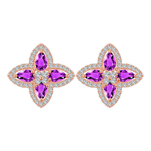 【天然紫水晶耳钉】周六（3.21）中午12点开始 S925银轻奢时尚彩宝耳饰品送女士节日礼物JE25056-水晶CC 商品图5