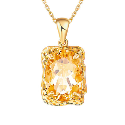 【黄水晶项链/耳钉】周六（3.21）中午12点开始 S925银轻奢时尚彩宝吊坠饰品送女士节日礼物JP25060/JE25060-水晶CC 商品图9