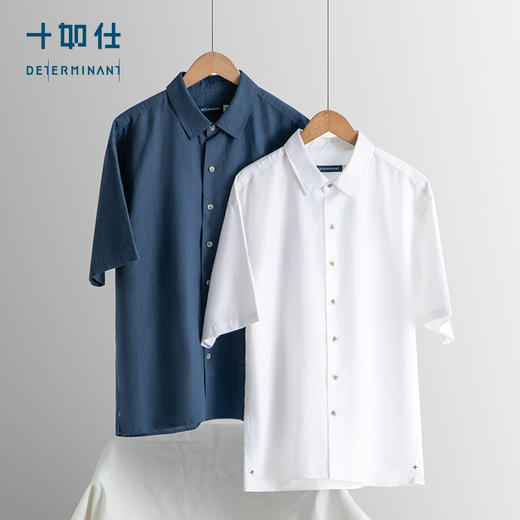 【春夏新品】十如仕叠穿百搭牛津纺棉麻水洗休闲短袖衬衫开衫CS21-02 商品图2