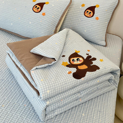 【品牌直发】加倍生活 云感双层纱毛巾绣夏被四件套 10色可选 单床盖夏凉被空调被 商品图9