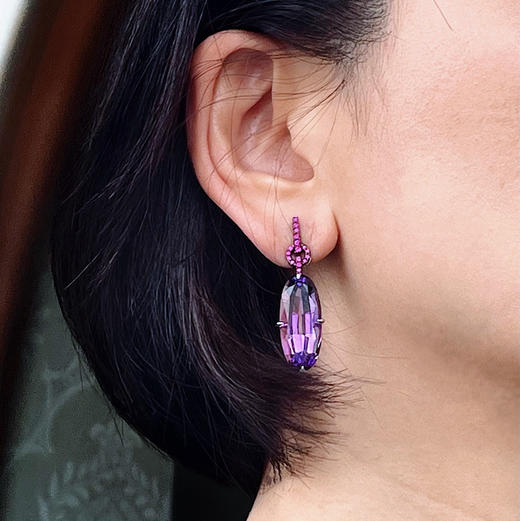 CHIC系列 18K镶蓝宝石和紫晶 耳坠 商品图3