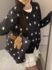F032016春季新款休闲百搭黑底白星圆领少女感针织长袖开衫 商品缩略图13