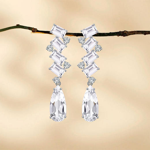 【天然白水晶耳钉】周六（3.21）中午12点开始 S925银彩色宝石耳饰品送女生生日节日礼物JE25061-水晶CC 商品图3