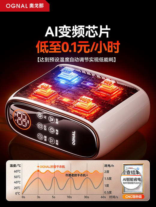 OGNAL奥戈那 便携烘干机迷你小型干衣机 可折叠式家用婴儿旅行宿舍烘衣服神器 商品图8