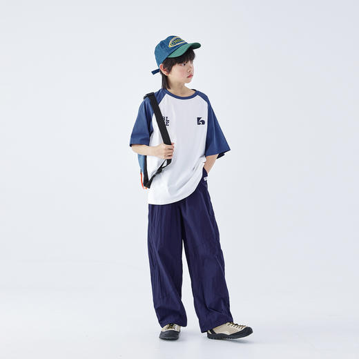 蓝汽水2026夏新品男童吸湿UPF50+防晒抗菌青少年插肩撞色短袖T恤 商品图3