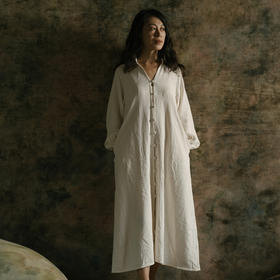 【上新88折】「女祭司」系列白袍 | 开领连衣裙 禾娑基地 敦煌生态种植棉麻 无塑星球