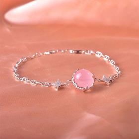【粉水晶芙蓉石手链】S925银轻奢时尚首饰品送女生节日礼物JT26001-水晶CC
