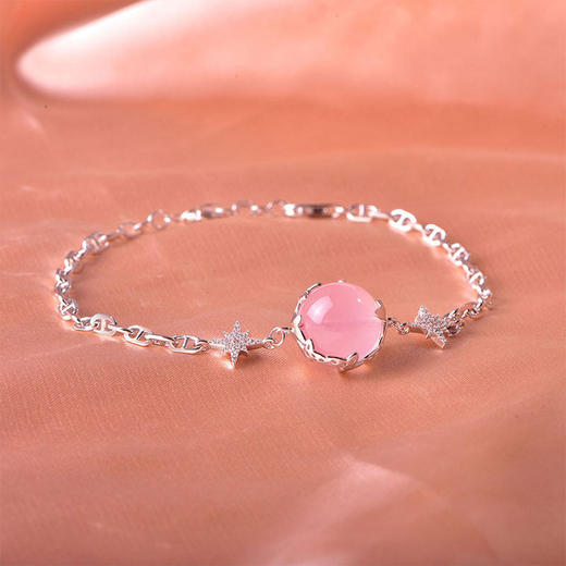 【粉水晶芙蓉石手链】S925银轻奢时尚首饰品送女生节日礼物JT26001-水晶CC 商品图0