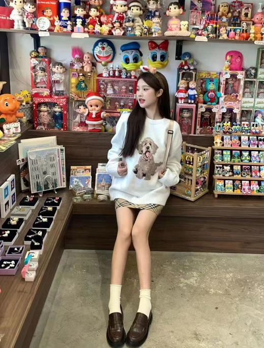 F032041春季新款男女同款提花金毛小狗圆领针织长袖毛衣 商品图13