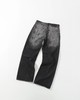 F032091泼墨涂鸦男女同款复古水洗做旧直筒微喇牛仔裤 商品缩略图1