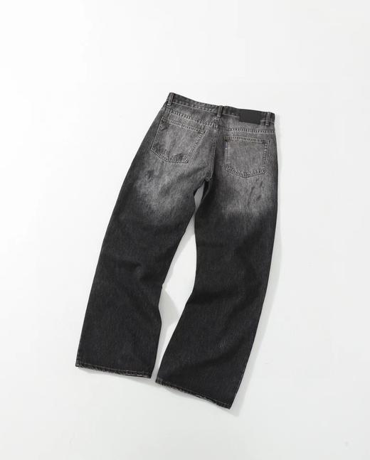 F032091泼墨涂鸦男女同款复古水洗做旧直筒微喇牛仔裤 商品图1