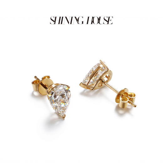 Ease·Shining系列 ShiningHouse[培育] 18k金钻石耳饰 圆钻形椭圆形水滴形公主方形心形马眼形人工真钻人造钻石K金耳饰简约钻石耳饰悦己送礼臻选【此商品不支持7天无理由退货退款】 商品图8
