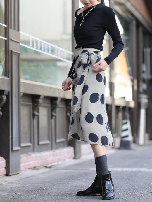 TYNVIE 荷叶边裙摆裹身裙 - 蓝色波点 商品图9