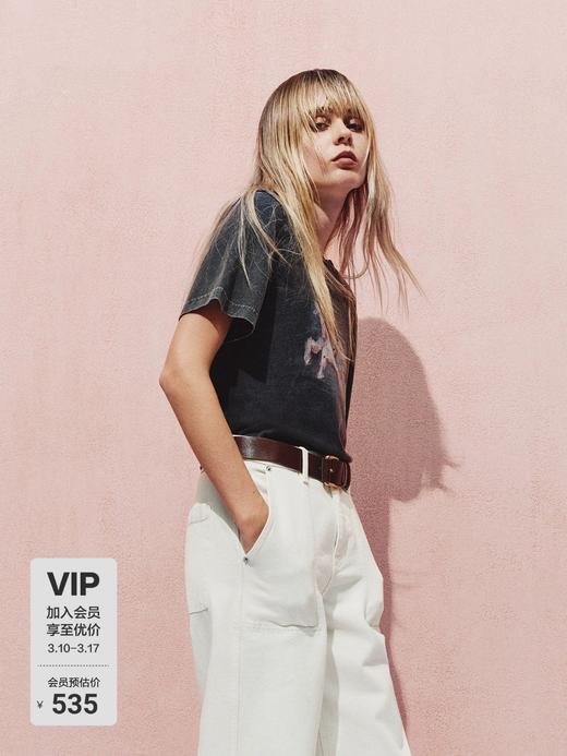 Mo*飞马烫钻水洗T 商品图1