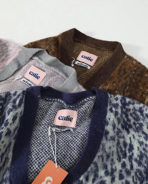 F032043春秋新款休闲时尚马海毛豹纹针织纽扣毛衣开衫外套 商品图1