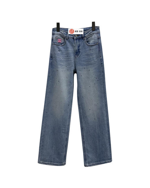 女款破损闪钻牛仔裤长裤la025 商品图0