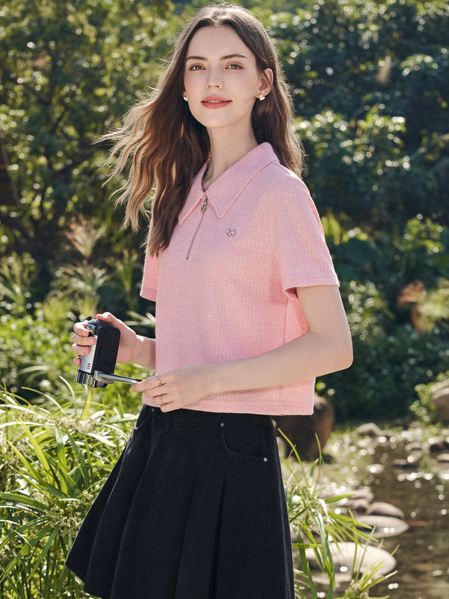 【百图lulu定制】【咸味奶盖POLO衫】 可盐可甜短款半开领T恤