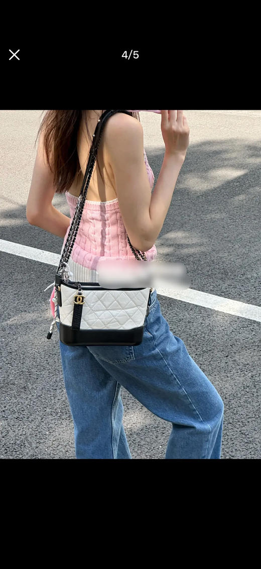 Chanel 小号 黑白熊猫色 油蜡牛皮 流浪包 商品图3