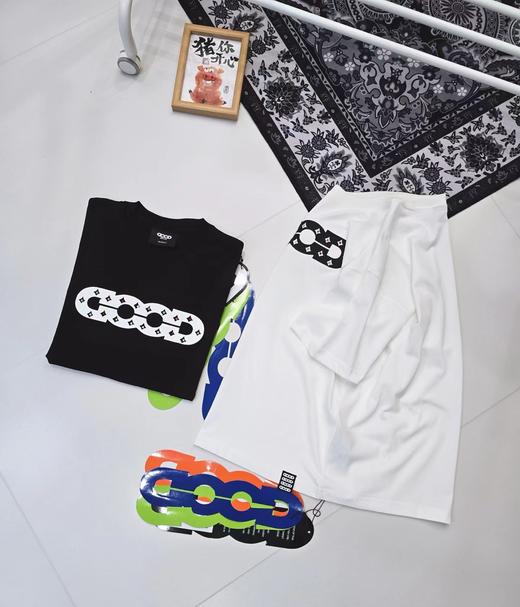 F032089镂空圆领套头新款男女同款纯棉刺绣美式复古短袖T恤 商品图5