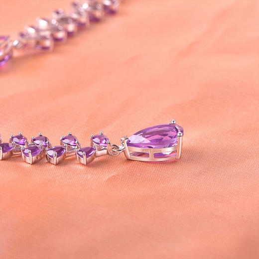 【天然紫水晶耳钉】S925银时尚群镶饰品送女生生日节日礼物JE25021-水晶CC 商品图4