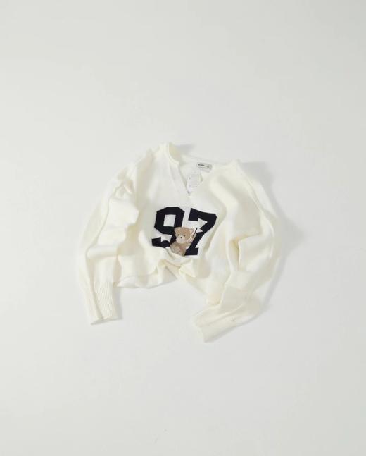 F032042春秋新款时尚百搭情侣款数字小熊短款针织毛衣 商品图0